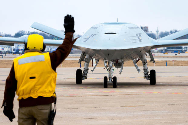 WASHINGTON (Aug. 30, 2018) File photo dated January 29, 2018. Boeing conducts MQ-25 deck handling demonstration at its facility in St. Louis, Mo. (U.S. Navy photo courtesy of The Boeing Co.)