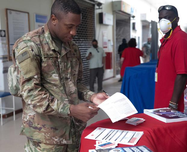 A U.S. soldier votes in Kuwait.