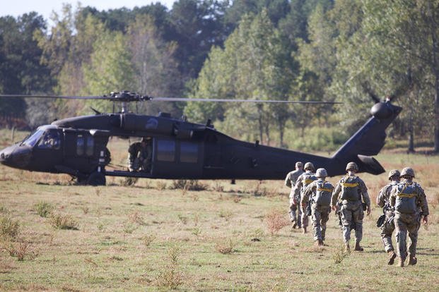 A group of U.S. Army Rangers, assigned to the 5th Ranger Training Battalion