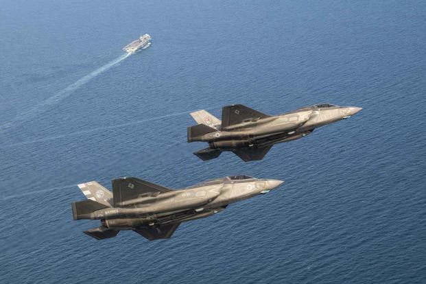 Two F-35B Lightning II aircraft from the F-35 Integrated Test Force (ITF) successfully landed onboard HMS Queen Elizabeth on 1 November 2018 marking the beginning of the second phase of Development Testing (DT-2) of first-of-class flying trials (U.S. Navy/Liz Wolter)