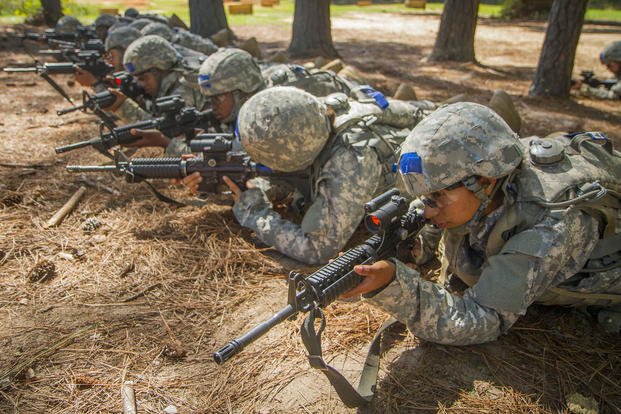 Live-fire range drill during Army basic training