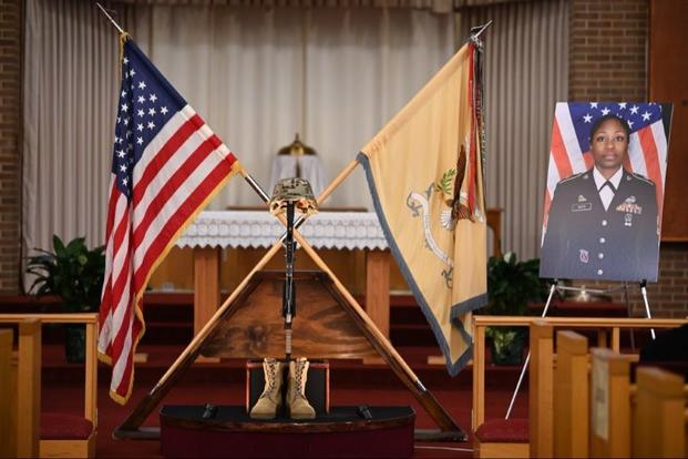 A memorial service for Master Sgt. Lisa Maria Soto in Memorial Chapel at Fort Lee, Virginia.