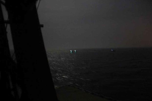 Three Iranianfast inshore attack craft approach the USS Firebolt.