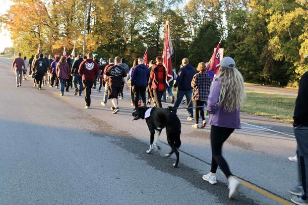 Soldiers and families walk to raise domestic violence awareness, October 16, 2020.
