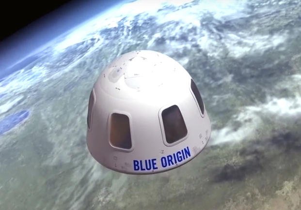 This undated file illustration provided by Blue Origin shows the capsule that the company aims to take tourists into space.