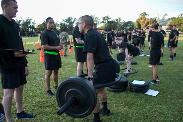 Soldiers participate in the Army Combat Fitness Test Field Test.