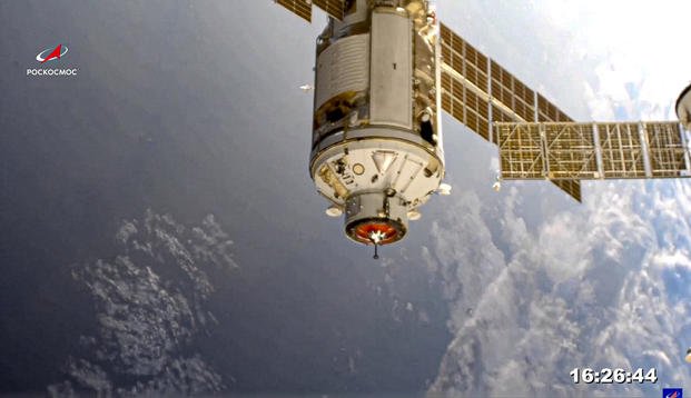 Nauka module is seen prior to docking with the International Space Station
