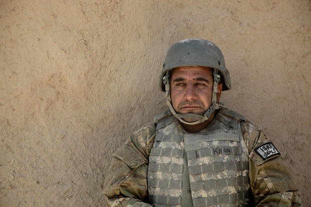 An Afghan interpreter rests.