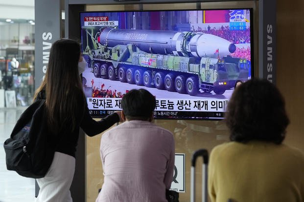 North Korean missile in a military parade