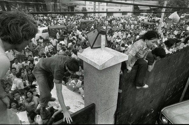 South Vietnamese civilians at U.S. embassy in Saigon in 1974