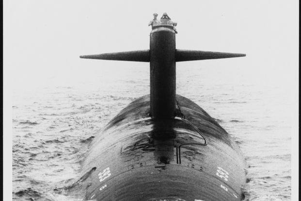 USS Thresher (SSN 593) at sea on July 24, 1961.