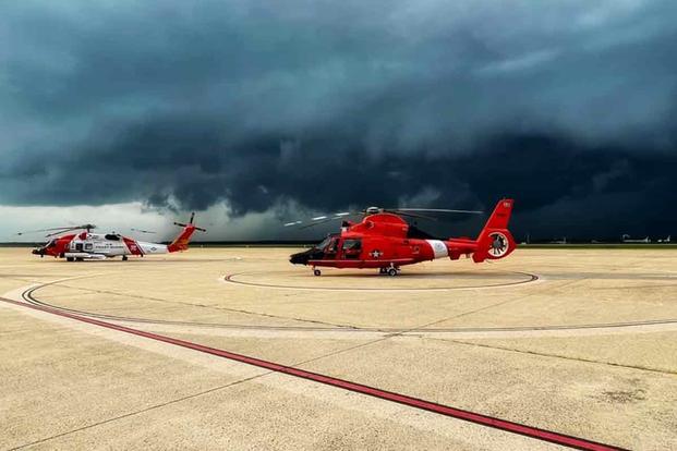 U.S. Coast Guard aircrews prepare to respond to Hurricane Henri