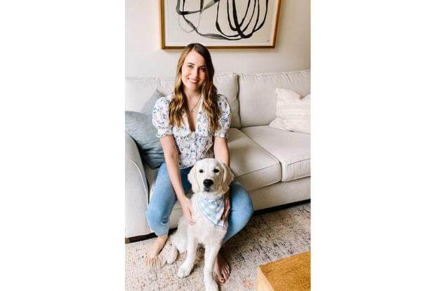 Air Force veteran Jen Burch with her dog Apollo