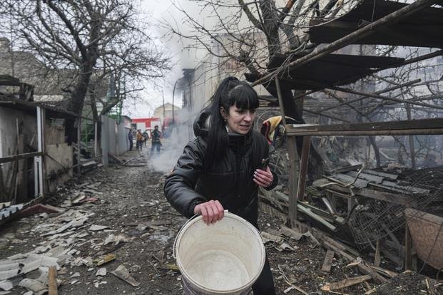 Aftermath of Russian shelling, in Mariupol, Ukraine.