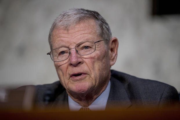 Sen. Jim Inhofe during a Senate Armed Services Committee hearing.