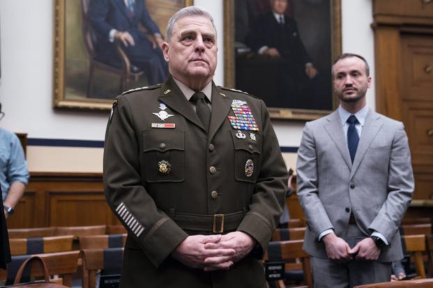 Chairman of the Joint Chiefs of Staff Gen. Mark Milley arrives for a House Armed Services Committee hearing