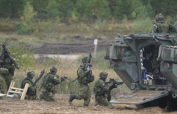 Canadian soldiers attend the NATO military exercises in Latvia.