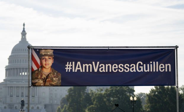 Image of slain Army Spc. Vanessa Guillen is displayed at the National Mall.