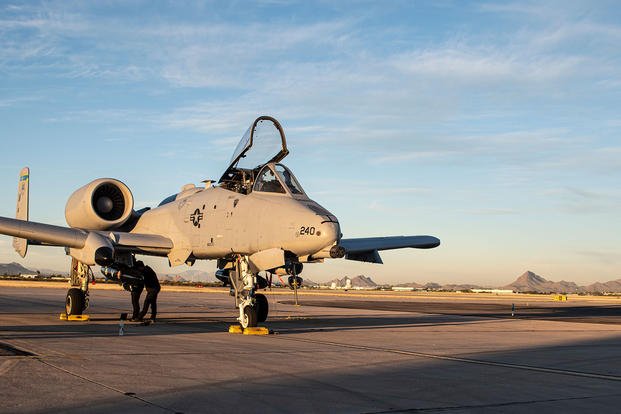 An A-10 Thunderbolt II sits on the flight line at Davis-Monthan Air Force Base