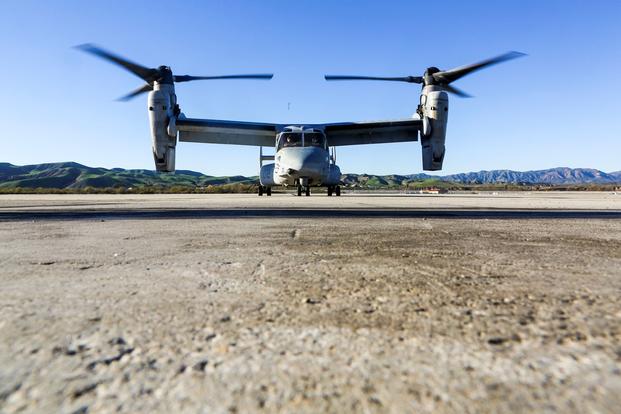 MV-22 Osprey arrives for the first time at Marine Corps Camp Pendleton.