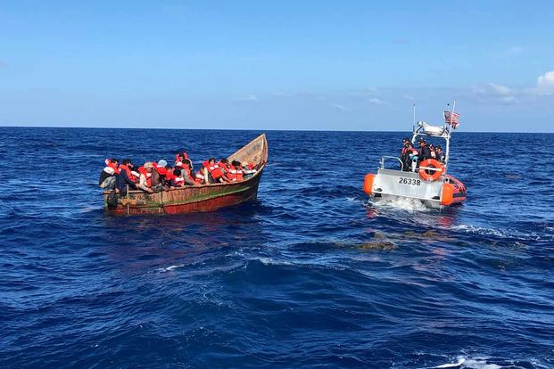 Coast Guard intercept migrant vessel near Key West, Florida.
