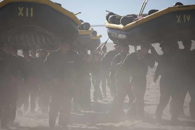 U.S. Navy SEAL candidates participate in BUD/S training.