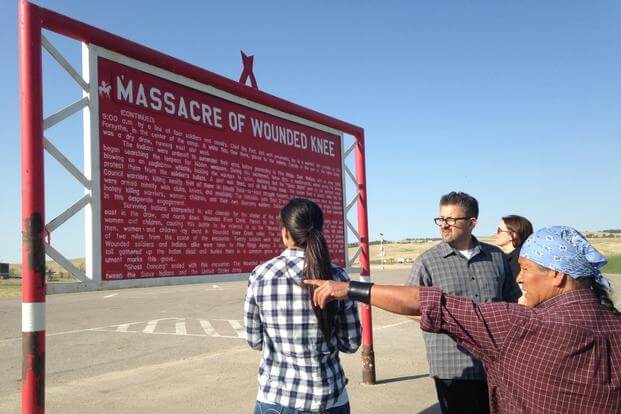 The Wounded Knee Memorial on the Pine Ridge Indian Reservation in South Dakota.