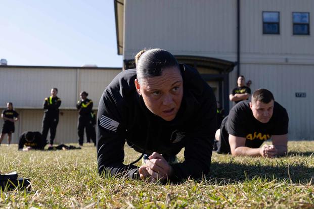 Army Combat Fitness Test competition plank.