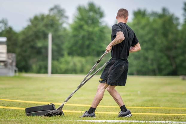 Soldier takes the Army Combat Fitness Test at Fort McCoy.