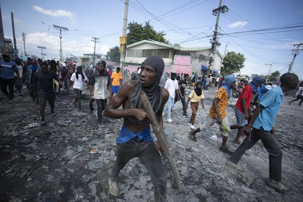 Protest in the Petion-Ville area of Port-au-Prince, Haiti.