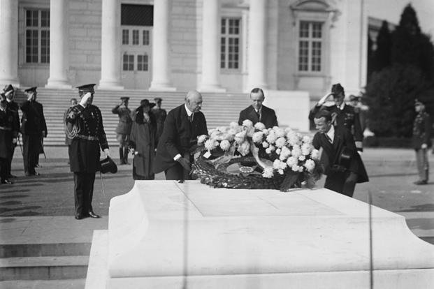 John W. Weeks and Calvin Coolidge at Tomb of the Unknown Soldier, 1923, Arlington National Cemetery, Arlington, Virginia
