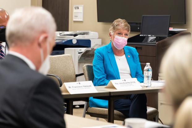 Rep. Julia Brownley (D-Calif.) meets with VA Houston health leaders.