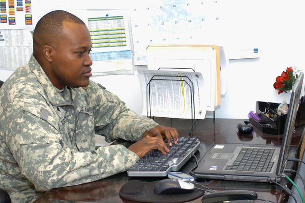 U.S. Army Spc. Ricaud Brown, originally of Montega Bay, Jamaica, a human resources specialist with Task Force Falcon, earned an MBA during his Army enlistment. 
