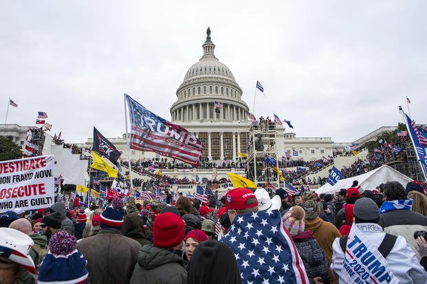 Rioters rally at the U.S. Capitol in Washington.