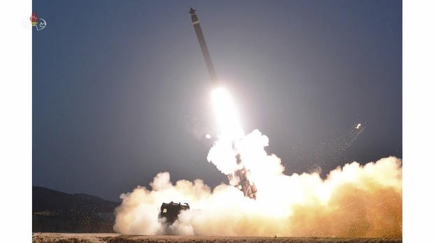 ballistic missile being launched from an undisclosed location in North Korea