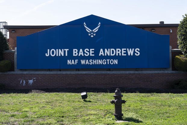 The sign for Joint Base Andrews.