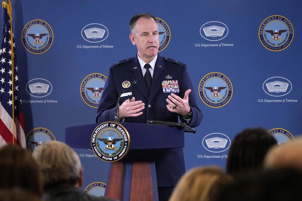Pentagon spokesman Air Force Brig. Gen. Pat Ryder briefs reporters.