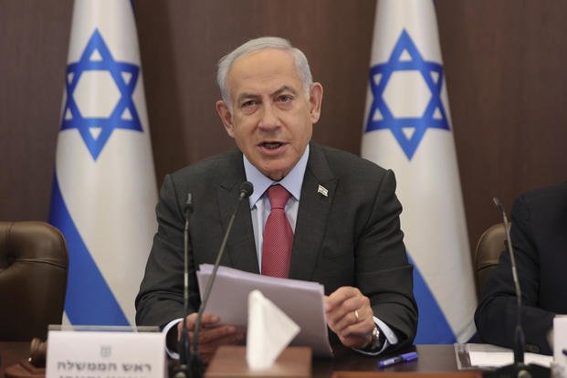 Israeli Prime Minister Benjamin Netanyahu attends the weekly cabinet meeting