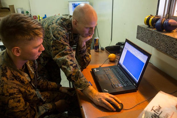 Marines use software programs to draft their metal work before manufacturing it