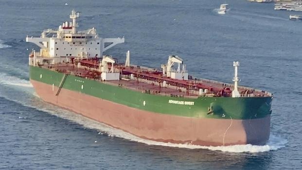 oil tanker Advantage Sweet passes through the Bosphorus Strait in Istanbul, Turkey