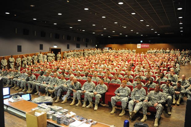 Soldiers of the 12th Combat Aviation Brigade receive suicide awareness training