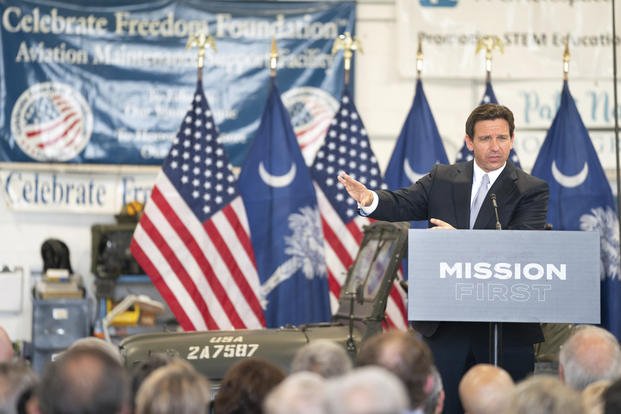 Trump and His Legal Woes Overshadow DeSantis as He Rolls Out Military Policy Plan in South Carolina