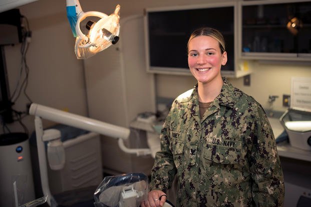 Hospital Corpsman 3rd Class Savana Romey, a dental assistant at Walter Reed National Military Medical Center, is taking part in the U.S. Navy’s Maternity Pilot Program.
