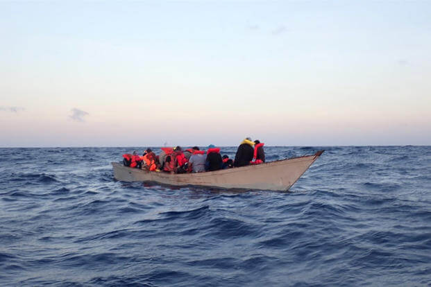 The crew of Coast Guard Cutter Heriberto Hernandez repatriated 59 migrants to Dominican Republic, Aug. 31, 2023, following the interdiction of two overloaded vessels in Mona Passage waters off the west coast of Puerto Rico. 