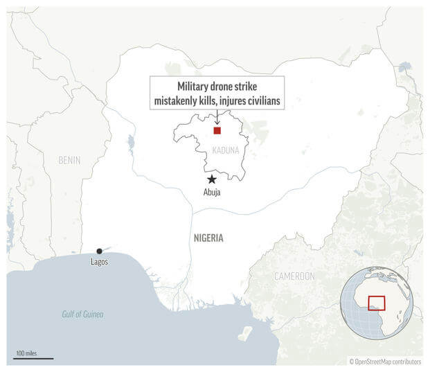 A Nigerian military drone targeting rebels bombed civilians at a religious celebration