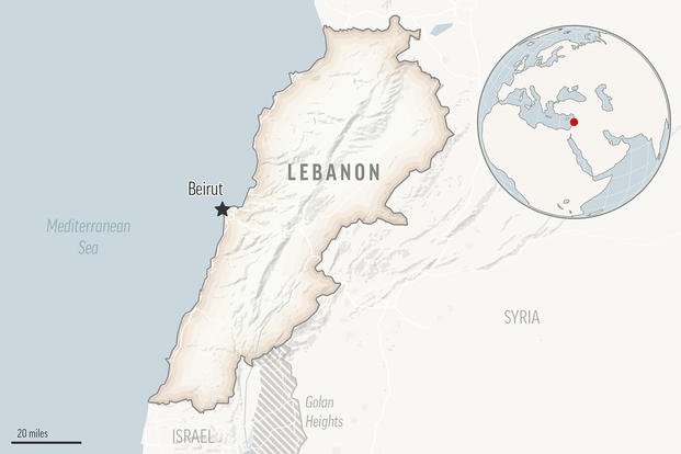 This is a locator map for Lebanon with its capital, Beirut. 
