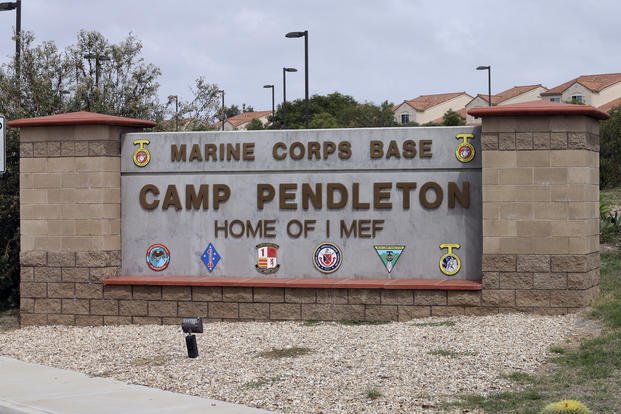 The entrance to Marine Corps base Camp Pendleton
