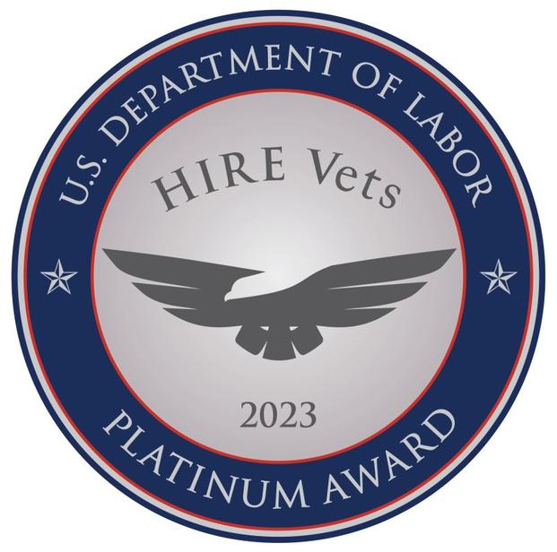 Hire Vets 2023 Platinum Award. U.S. Department of Labor