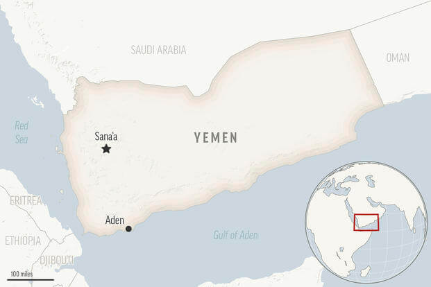 This is a locator map for Yemen with its capital, Sanaa. (AP Photo)