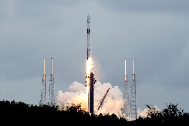 A SpaceX Falcon 9 rocket lifts off from the Cape Canaveral Space Force Station